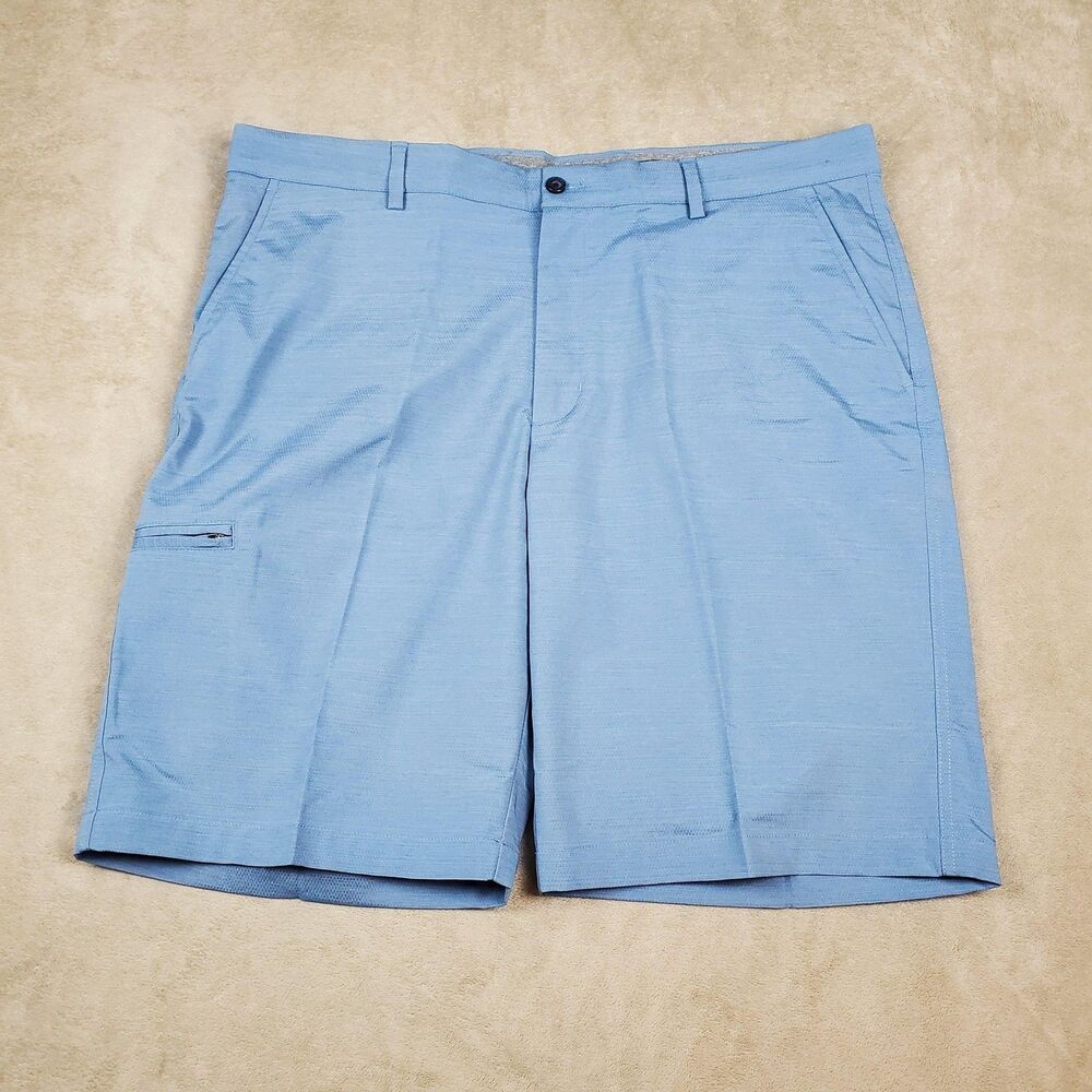 Greg Norman Shorts Mens 38 Blue Performance Stretch Golf Chino 10 Inseam Summer